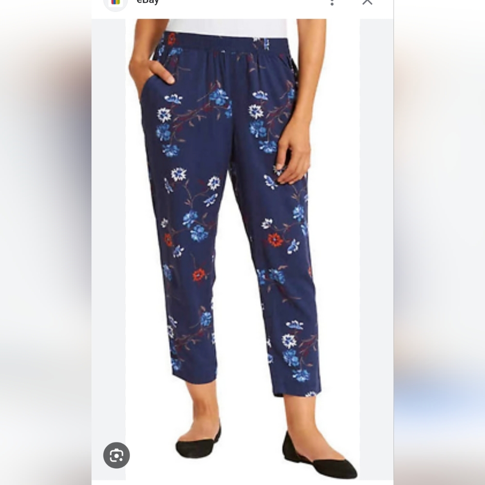 NWT JESSICA SIMPSON Navy Blue Floral‎ "CADIE" PULL ON PANTS XS